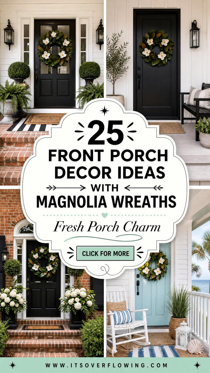 25 Front Porch Decor Ideas With Magnolia Wreaths - 25 Front Porch Decor Ideas With Magnolia Wreaths
