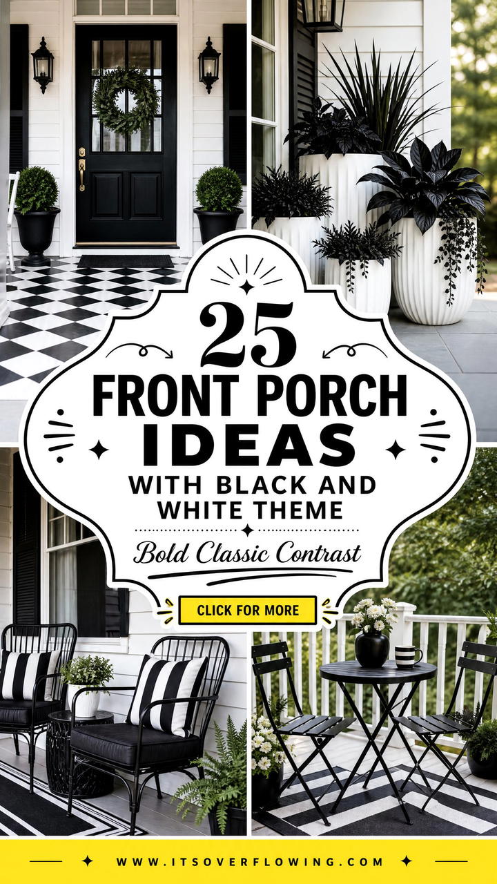 25 Front Porch Ideas With Black And White Theme To Try - 25 Front Porch Ideas With Black And White Theme To Try