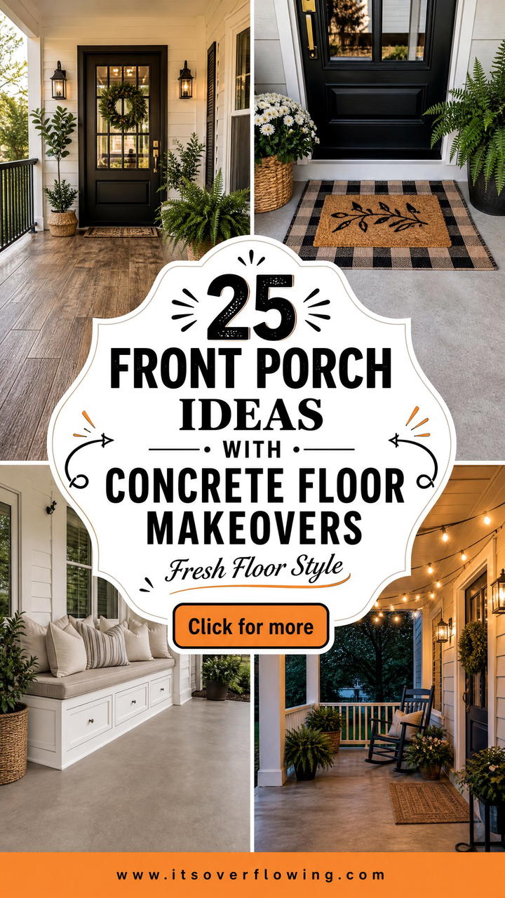 25 Front Porch Ideas With Concrete Floor Makeovers - 25 Front Porch Ideas With Concrete Floor Makeovers