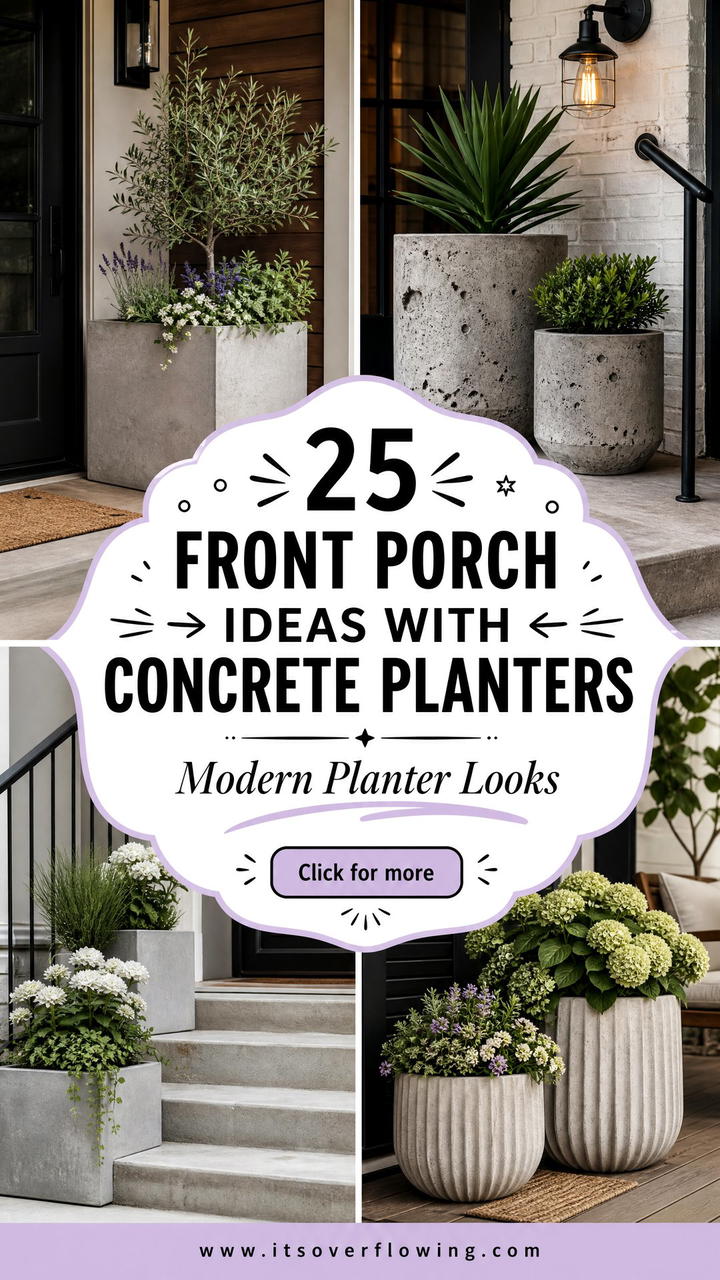 25 Front Porch Ideas With Concrete Planters to Try - 25 Front Porch Ideas With Concrete Planters to Try