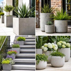 25 Front Porch Ideas With Concrete Planters to Try