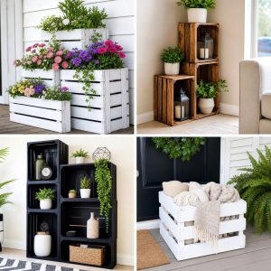 25 Front Porch Ideas With Crate Decor for Rustic Style
