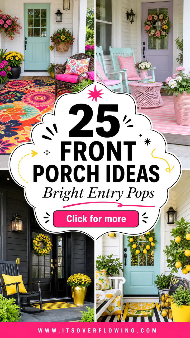 25 Front Porch Ideas With Pops of Color to Brighten Entry - 25 Front Porch Ideas With Pops of Color to Brighten Entry