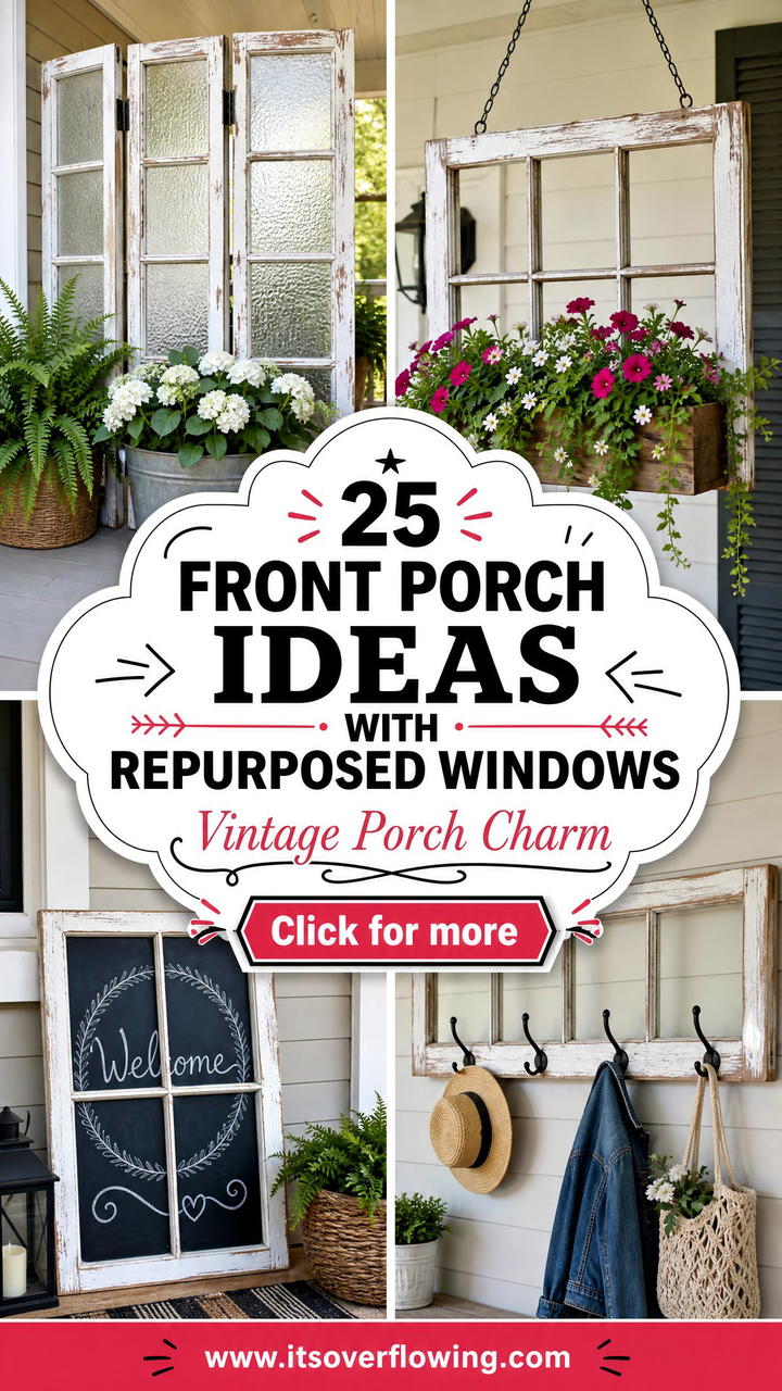 25 Front Porch Ideas With Repurposed Windows for Vintage Charm - 25 Front Porch Ideas With Repurposed Windows for Vintage Charm