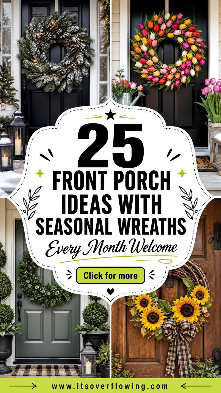 25 Front Porch Ideas With Seasonal Wreaths for Every Month - 25 Front Porch Ideas With Seasonal Wreaths for Every Month