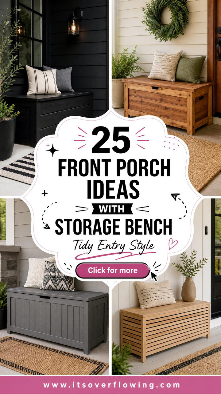 25 Front Porch Ideas With Storage Bench for Tidy Style - 25 Front Porch Ideas With Storage Bench for Tidy Style