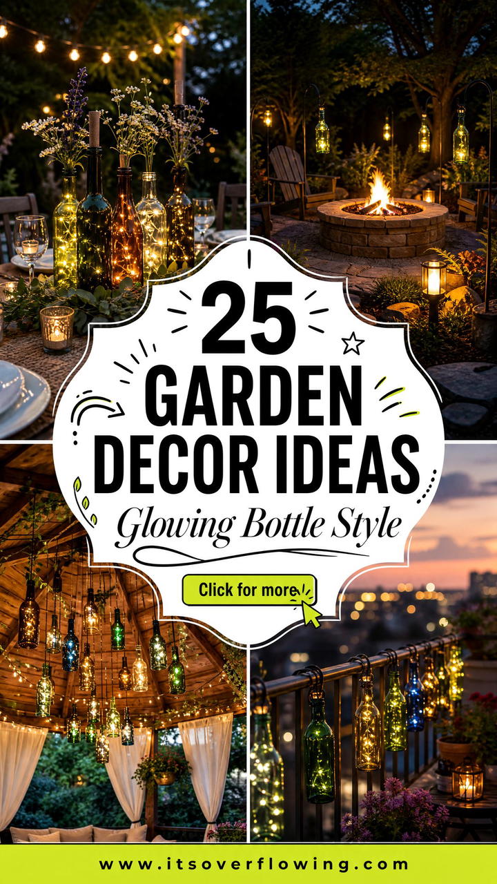 25 Garden Decor Ideas With Bottle Lights For Glowing Style - 25 Garden Decor Ideas With Bottle Lights For Glowing Style