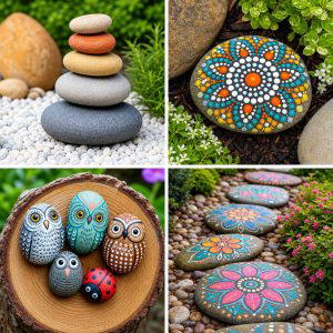 25 Garden Decor Ideas With Painted Rocks for Playful Charm