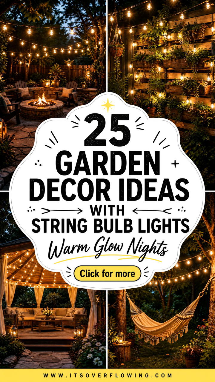25 Garden Decor Ideas With String Bulb Lights for Warm Glow - 25 Garden Decor Ideas With String Bulb Lights for Warm Glow