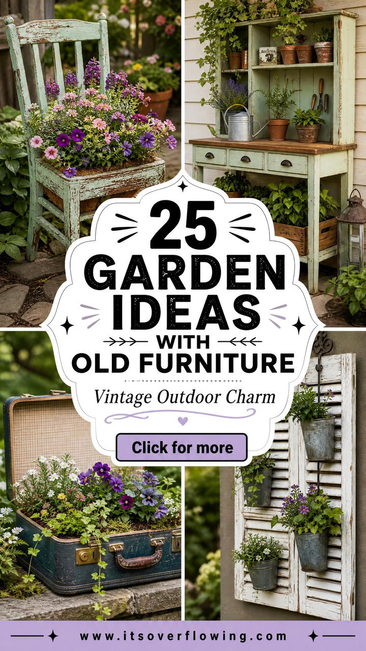 25 Garden Ideas With Old Furniture for Vintage Outdoor Charm - 25 Garden Ideas With Old Furniture for Vintage Outdoor Charm