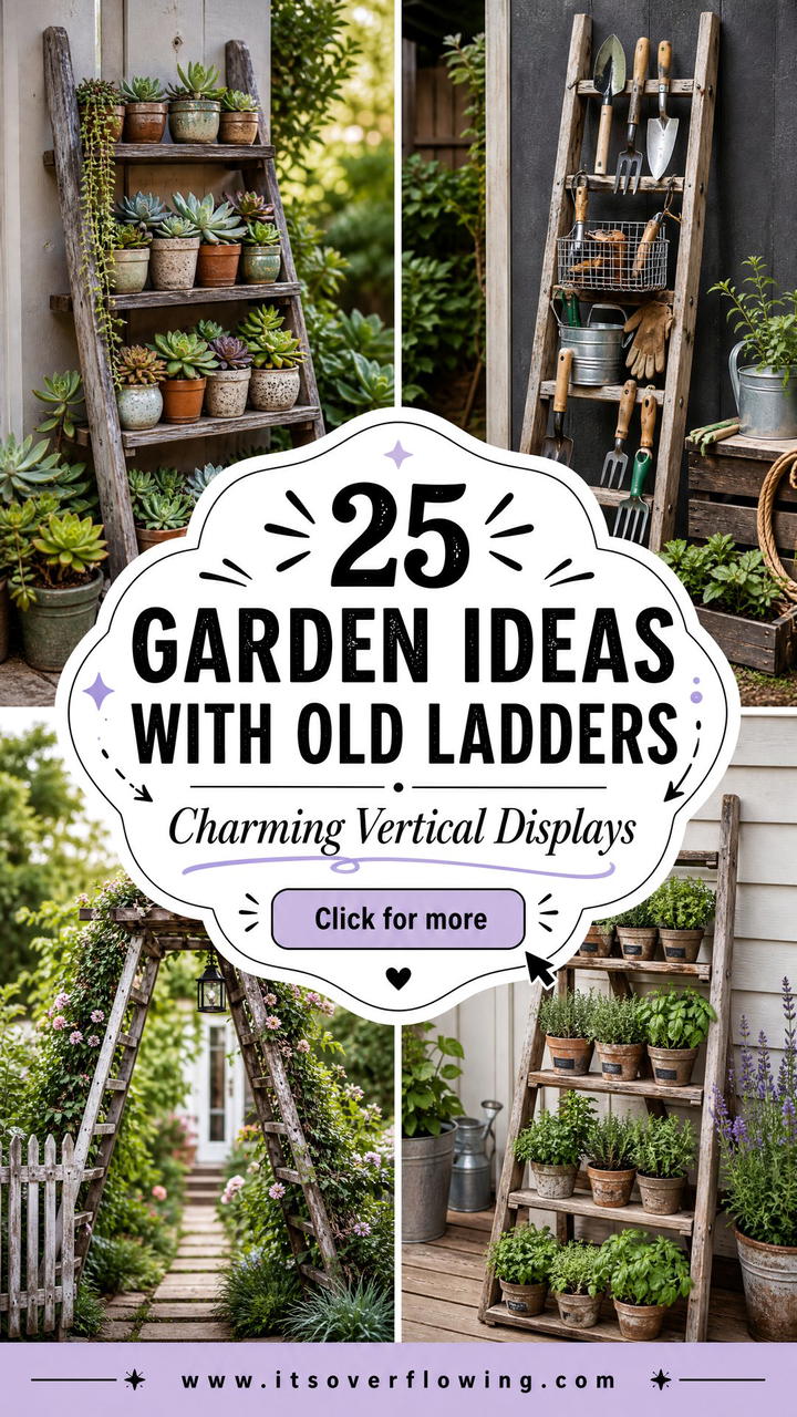 25 Garden Ideas With Old Ladders for Charming Vertical Displays - 25 Garden Ideas With Old Ladders for Charming Vertical Displays