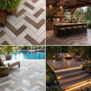 25 Herringbone Brick Patio Designs for a Classic Look