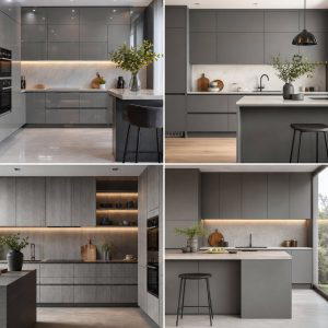 25 Kitchen Ideas with Gray Cabinets and Black Countertops