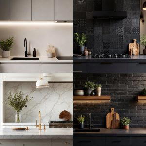 25 Kitchen With Black Backsplash Ideas for Drama