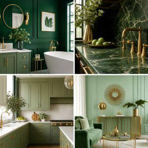 25 Luxurious Green and Gold Bathroom Design Ideas