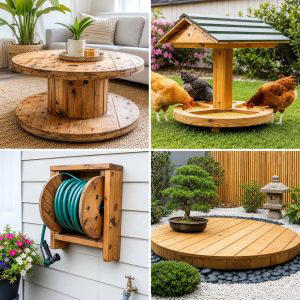 25 Recycled Garden Ideas With Cable Spools for DIY Decor