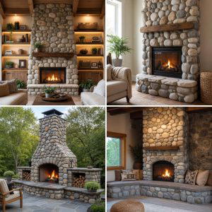 25 River Rock Fireplace Ideas for a Natural Look