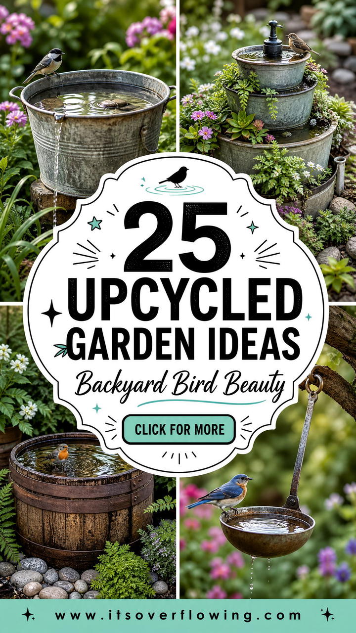 25 Upcycled Garden Ideas With Bird Baths for Backyard Beauty - 25 Upcycled Garden Ideas With Bird Baths for Backyard Beauty