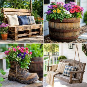 25 Upcycled Garden Ideas With Farmhouse Style for Rustic Charm