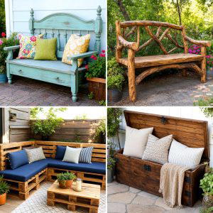 25 Upcycled Garden Ideas With Garden Benches for Cozy Seating
