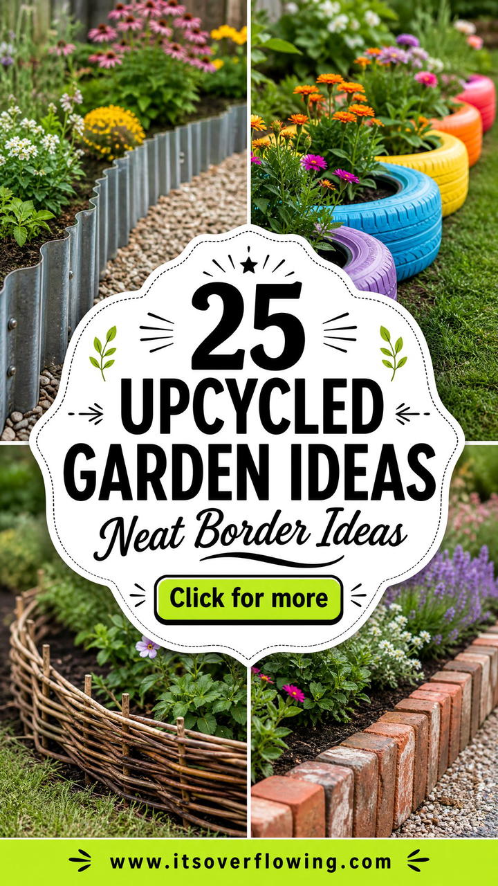 25 Upcycled Garden Ideas With Garden Edging for Neat Borders - 25 Upcycled Garden Ideas With Garden Edging for Neat Borders