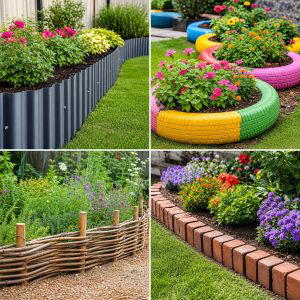 25 Upcycled Garden Ideas With Garden Edging for Neat Borders