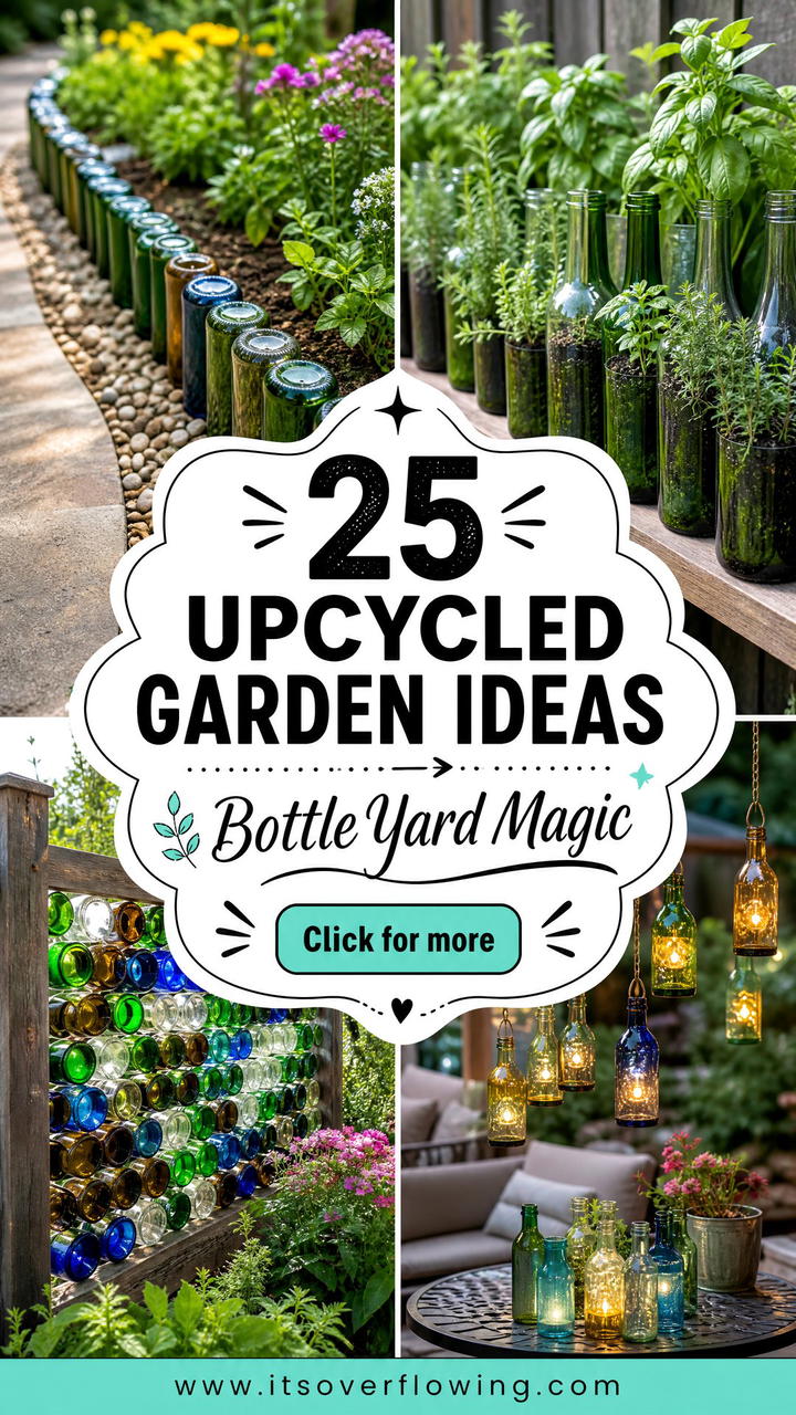 25 Upcycled Garden Ideas With Glass Bottles for Yard Decor - 25 Upcycled Garden Ideas With Glass Bottles for Yard Decor