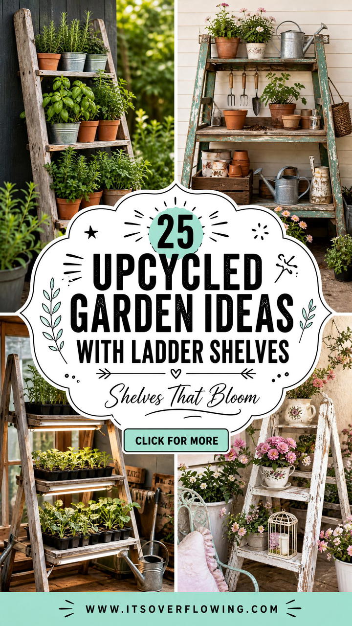 25 Upcycled Garden Ideas With Ladder Shelves to Try - 25 Upcycled Garden Ideas With Ladder Shelves to Try
