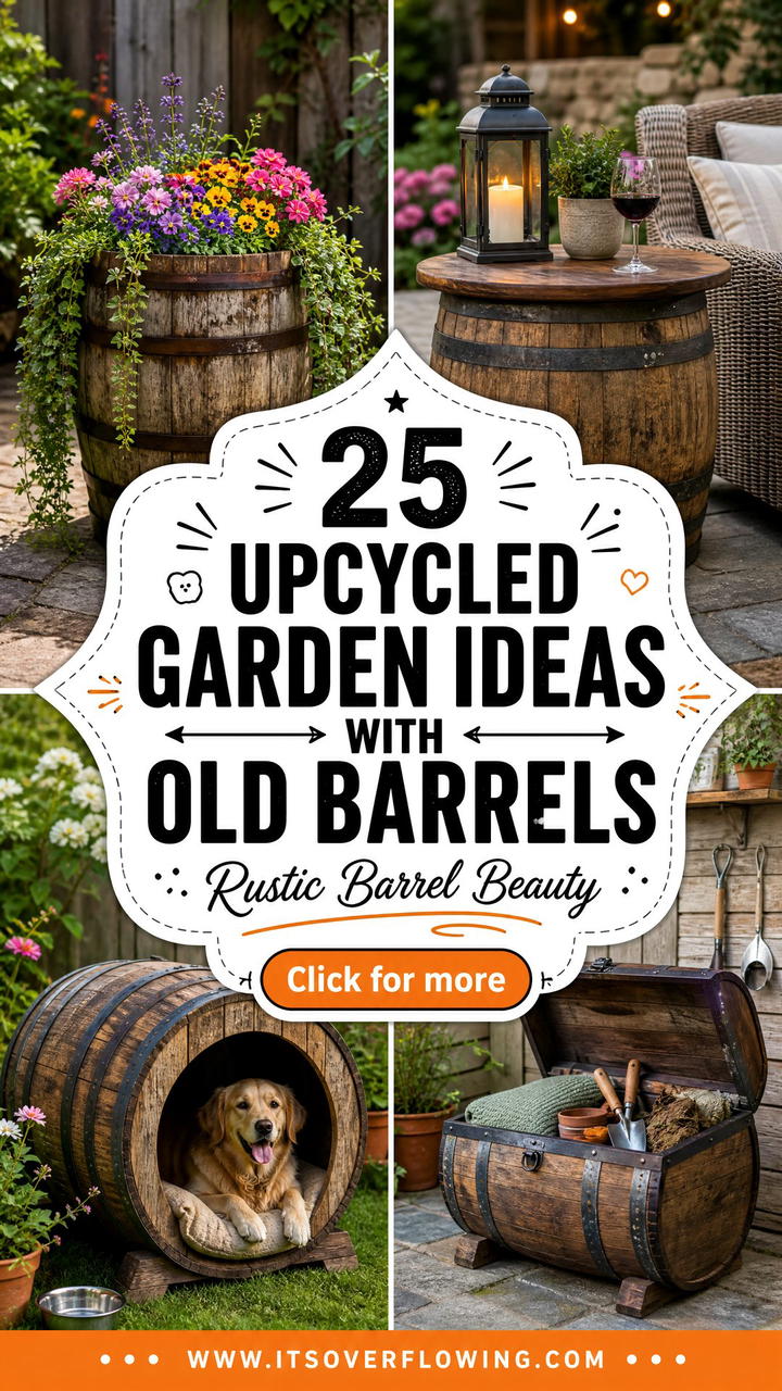 25 Upcycled Garden Ideas With Old Barrels for Rustic Beauty - 25 Upcycled Garden Ideas With Old Barrels for Rustic Beauty