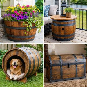 25 Upcycled Garden Ideas With Old Barrels for Rustic Beauty