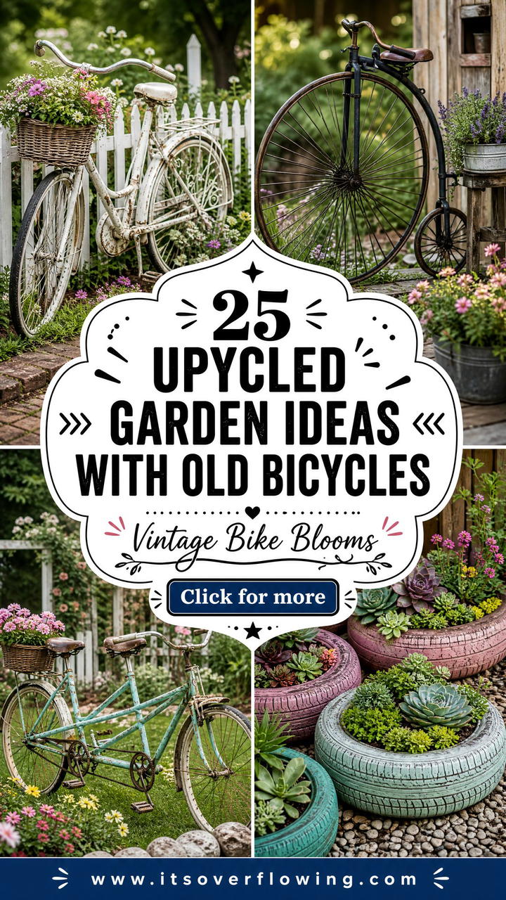 25 Upcycled Garden Ideas With Old Bicycles for Vintage Charm - 25 Upcycled Garden Ideas With Old Bicycles for Vintage Charm