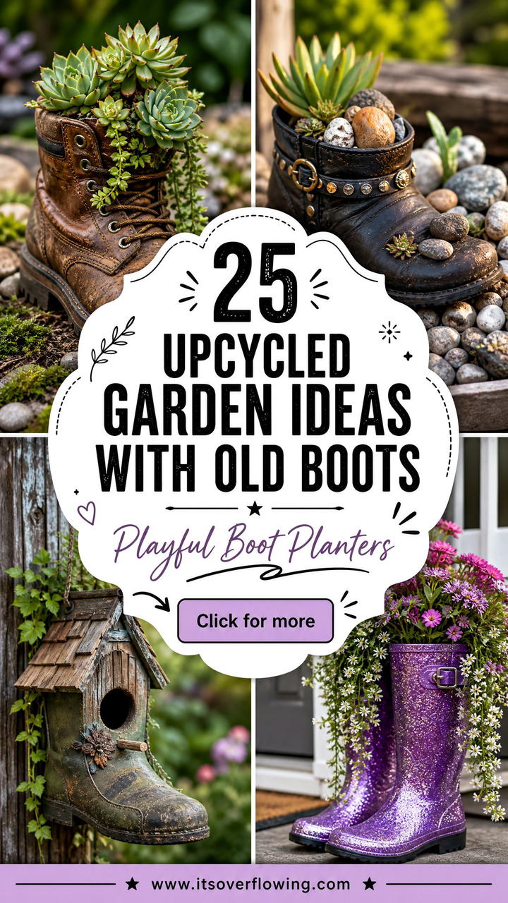 25 Upcycled Garden Ideas With Old Boots for Playful Planters - 25 Upcycled Garden Ideas With Old Boots for Playful Planters