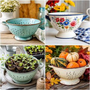 25 Upcycled Garden Ideas With Old Colanders for Fun Planters