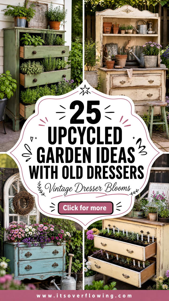 25 Upcycled Garden Ideas With Old Dressers for Vintage Flair - 25 Upcycled Garden Ideas With Old Dressers for Vintage Flair