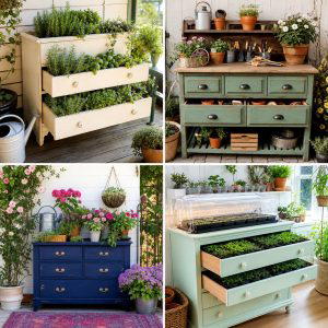 25 Upcycled Garden Ideas With Old Dressers for Vintage Flair
