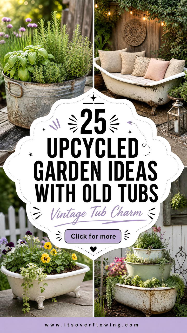25 Upcycled Garden Ideas With Old Tubs for Vintage Charm - 25 Upcycled Garden Ideas With Old Tubs for Vintage Charm