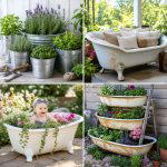 25 Upcycled Garden Ideas With Old Tubs for Vintage Charm