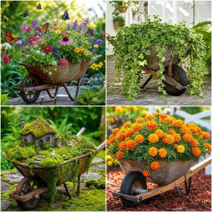 25 Upcycled Garden Ideas With Old Wheelbarrows to Try