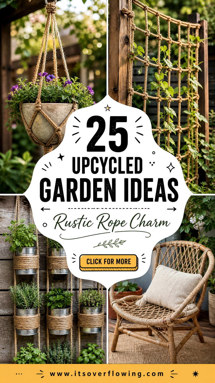 25 Upcycled Garden Ideas With Rope for Rustic Outdoor Charm - 25 Upcycled Garden Ideas With Rope for Rustic Outdoor Charm