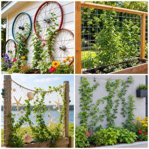 25 Upcycled Garden Ideas With Trellis Walls for Vertical Style