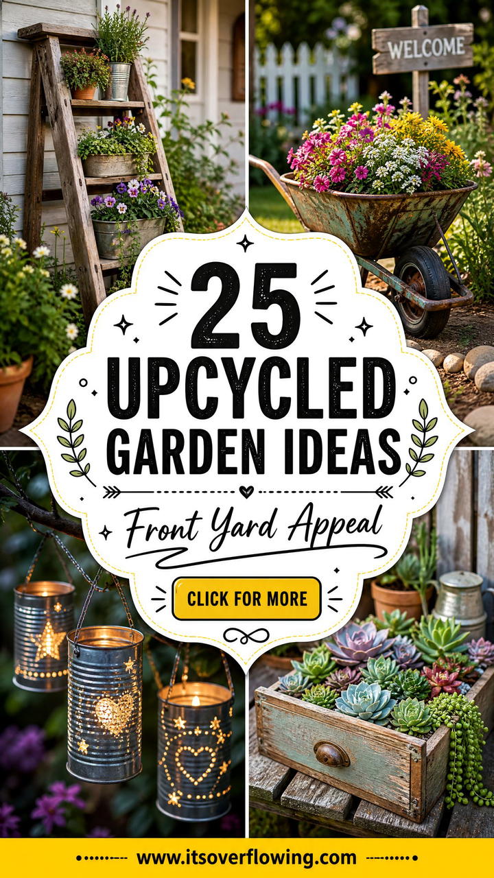 25 Upcycled Garden Ideas for Front Yards With Curb Appeal - 25 Upcycled Garden Ideas for Front Yards With Curb Appeal