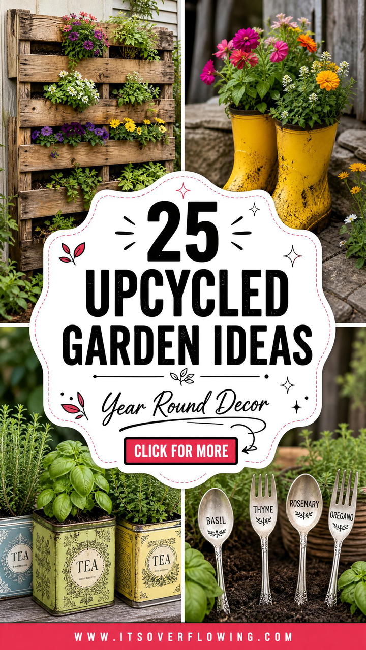 25 Upcycled Garden Ideas for Year Round Decor Outdoors - 25 Upcycled Garden Ideas for Year Round Decor Outdoors