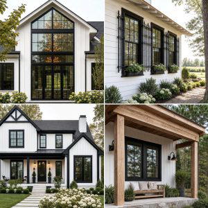 25 White Farmhouse with Black Windows Ideas
