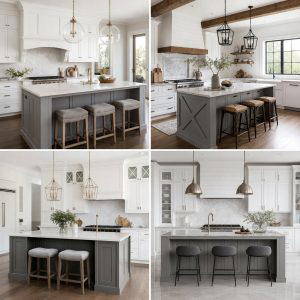 25 White Kitchen Cabinets with Grey Island Ideas