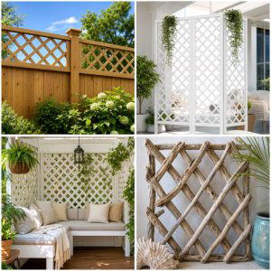 25 backyard ideas with lattice wall for Privacy and Style