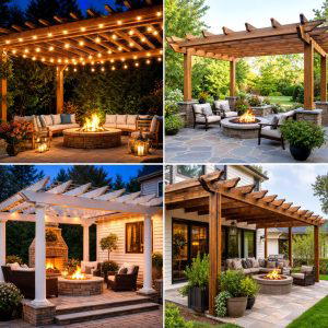 25 backyard ideas with pergola and fire pit for Cozy Nights