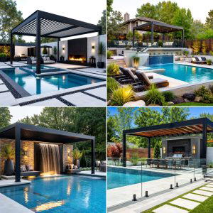 25 backyard ideas with pool and pergola for Resort Style