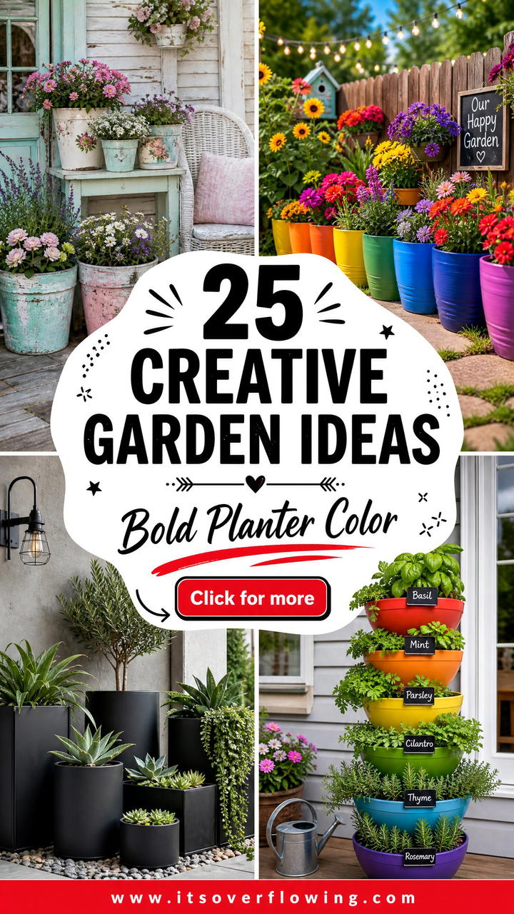 25 creative garden ideas with painted planters for Bold Color - 25 creative garden ideas with painted planters for Bold Color