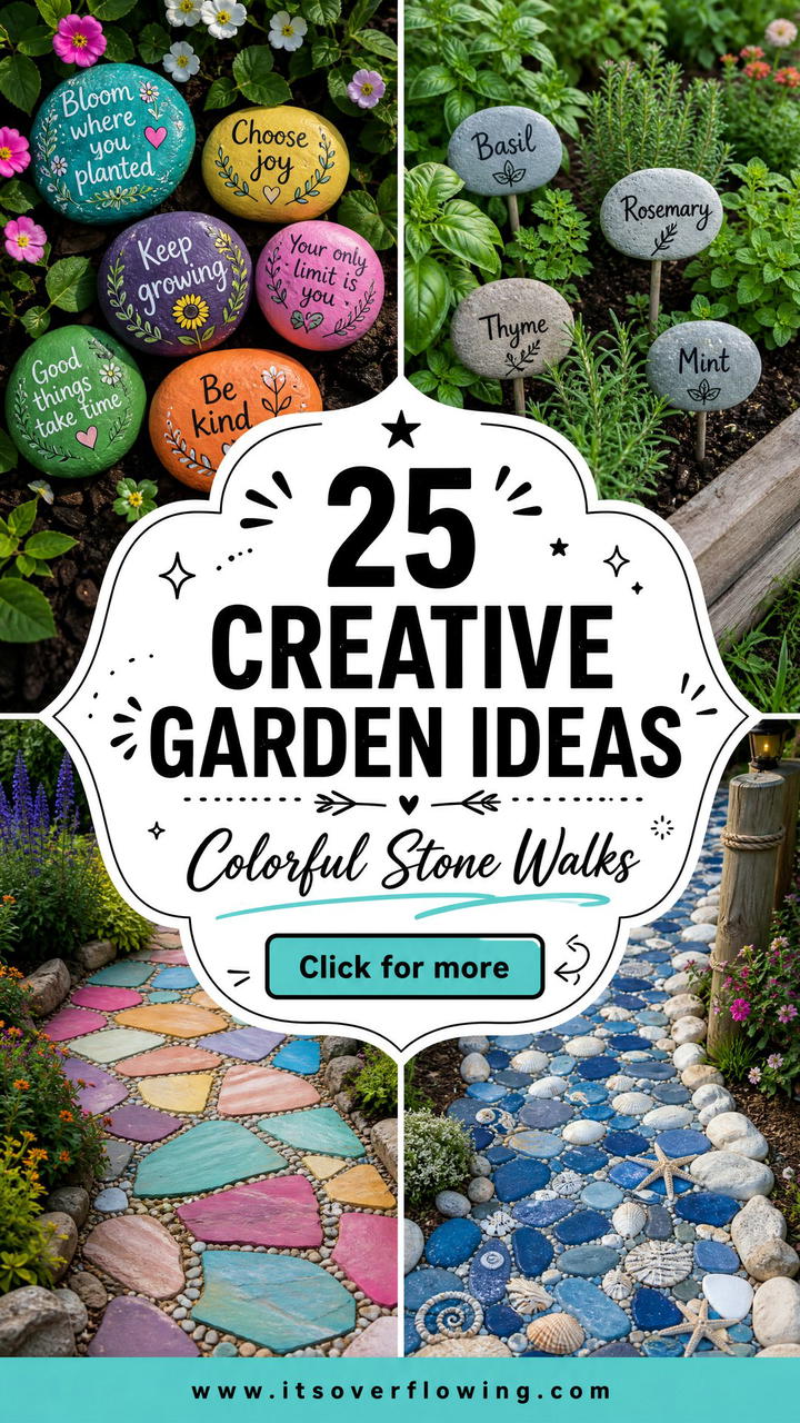 25 creative garden ideas with painted stepping stones to Try - 25 creative garden ideas with painted stepping stones to Try