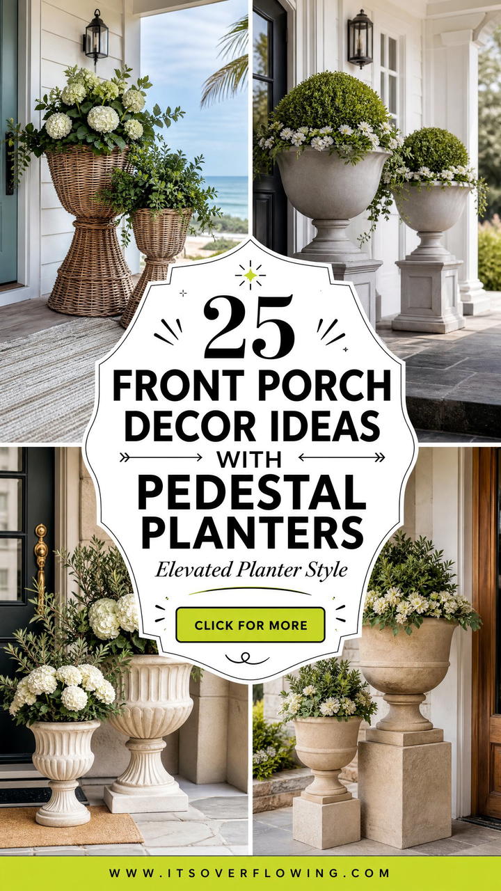 25 front porch decor ideas with pedestal planters To Try - 25 front porch decor ideas with pedestal planters To Try
